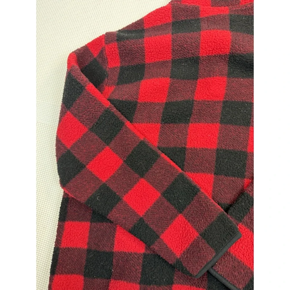 Old Navy Buffalo Plaid Fleece Pullover Mens XXL Red Black 1/4 Zip Sweater